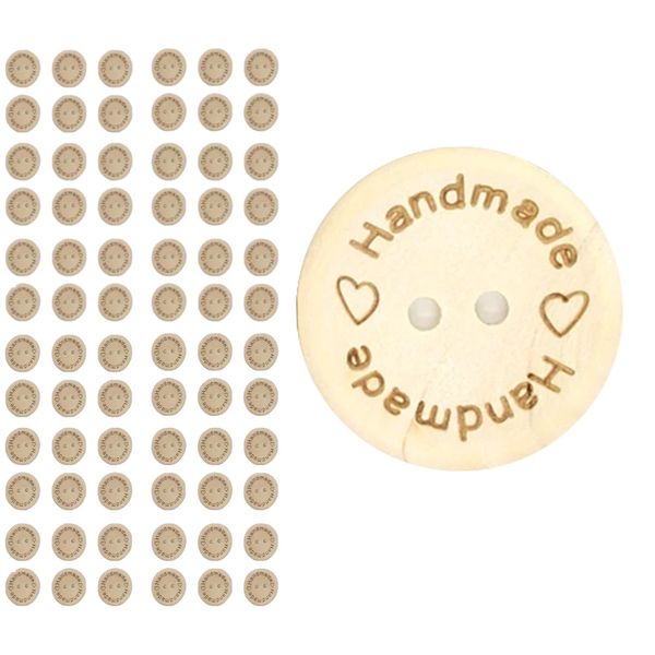 Craft Handmade Natural Wooden Buttons For DIY Sewing Projects 100pc - 1.5cm