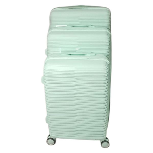 3-Piece Unbreakable PP Luggage Set - Light Green