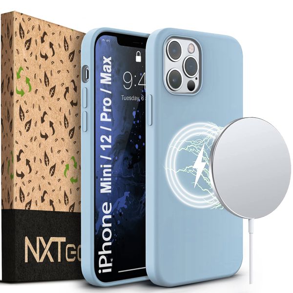 NXTech iPhone 12 Series MagSafe Premium Silicone Case - Pastel Blue