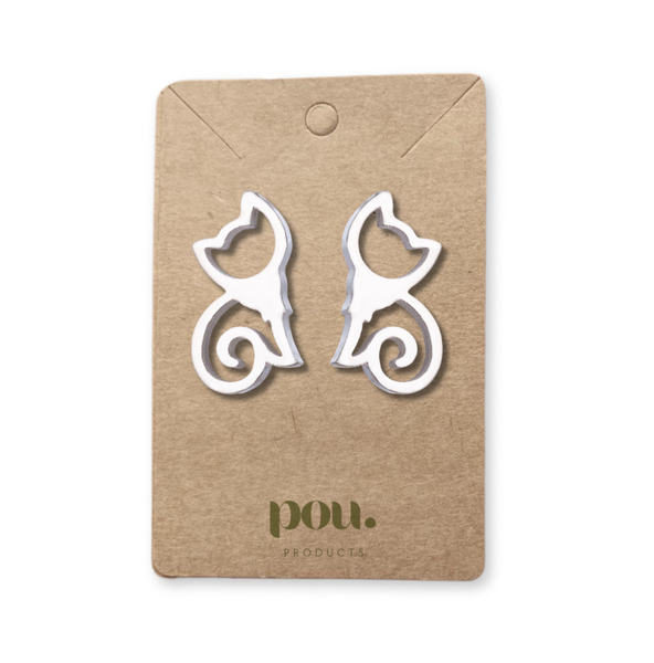 POU Cute Cat Earrings Stainless Steel Set for Women &amp; Girls