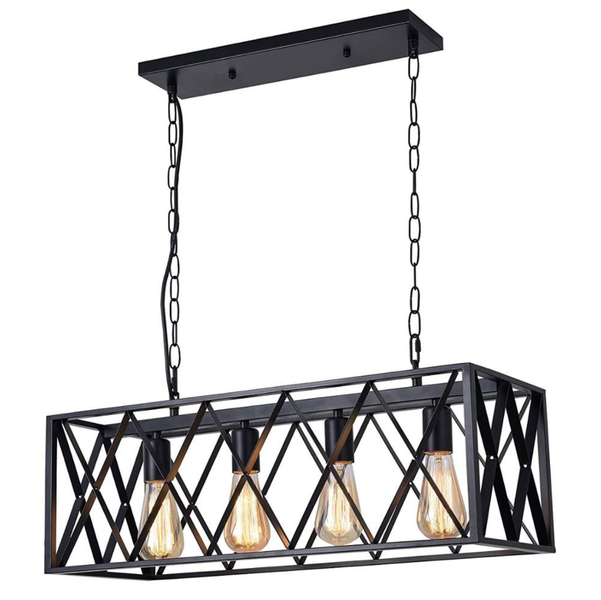 Black Vintage Industrial Metal Cage Pendant
