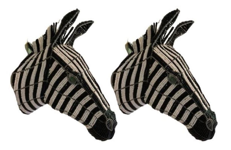 2 x Bead &amp; Wire Zebra Head Wall D cor