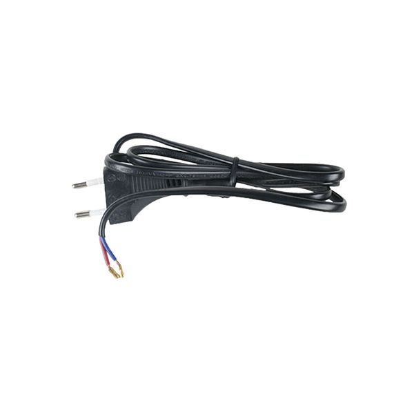 1 Metre Black Cable 0.75x2 Core With 2 Pin Euro Plug Top