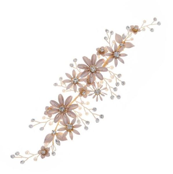 Olive Tree-Faux Pearl/Crystal/Metal Flower Leaf Hair Clip 05-Bridal/Formal