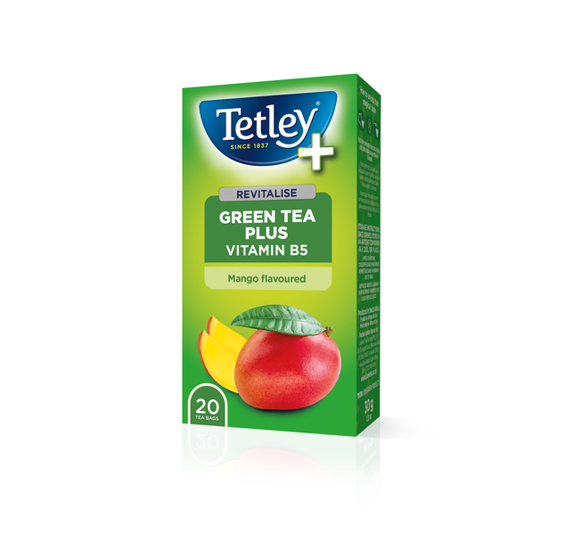 Tetley Mango flavoured Green tea with Vitamin B5 - 20 tagless teabags