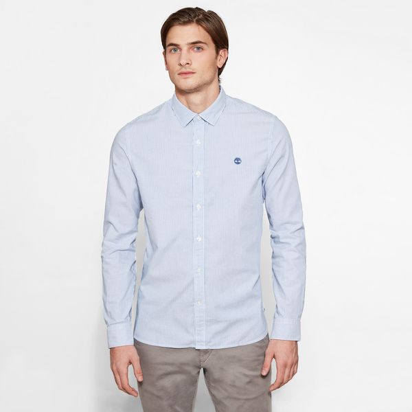 Timberland Milford Stripe Long Sleeve Oxford Shirt For Men In Light Blue