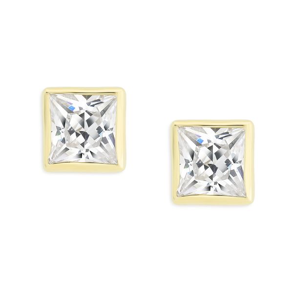 Broadway Jewellers - 9ct Yellow Gold Cubic Zirconia Square Bezel Stud Earrings