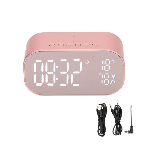Alarm Clock Radio Multifunction FM Digital with Bluetooth Speaker Rose Gold