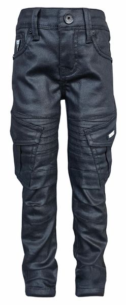 Soviet Vescovo Boys Wax Finish Skinny Biker Denim - Black