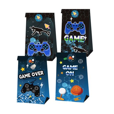 Party Favor Bags with Stickers - Gaming Theme (12 Bags) Image