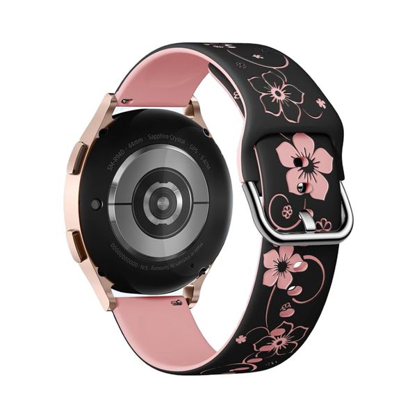 Flower Engraved Silicone Band Compatible with Samsung Galaxy Watch 7 20mm