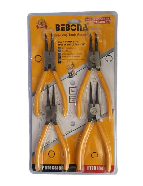 BEBONA - 4Pcs Professional 7" Circlip Pliers Toolkit Set (180MM)