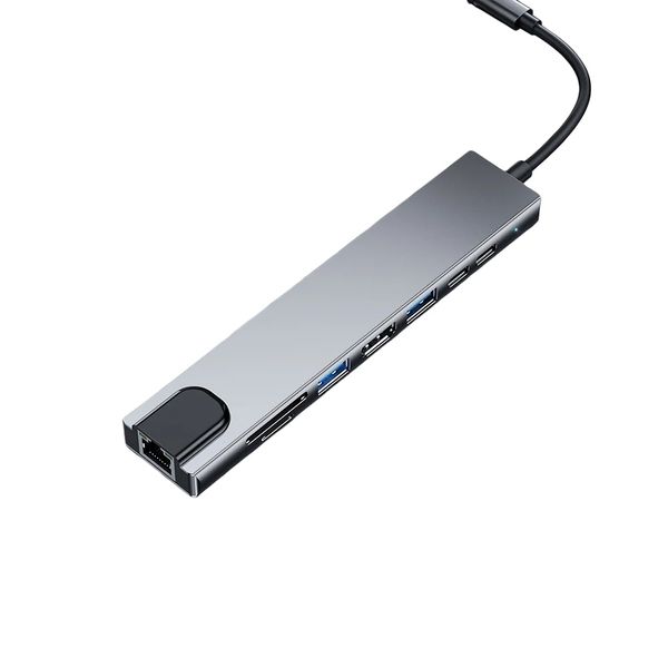 7-in-1 USB C Hub Docking Station with HDMI 4K, PD 87W, Card Reader in Gray