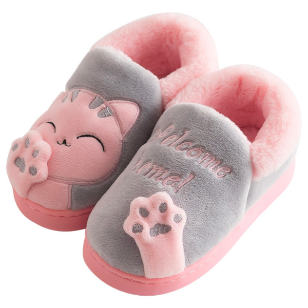 Paw Prints &amp; Curly Tails 3D Plush Cat Slippers