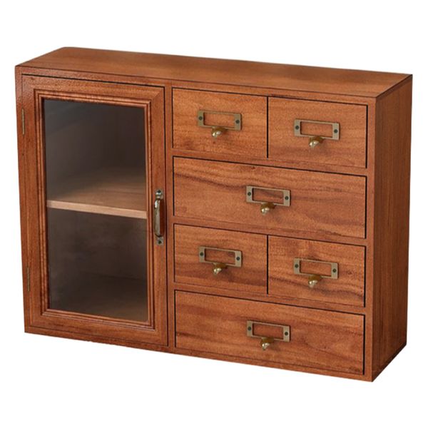 Decor Brown Wooden Storage Cabinet With Six Drawers - 44.5cm