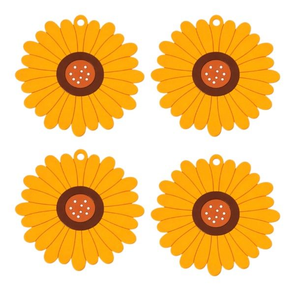 4 Pack - Sunflower Design Shaped Placemat - Yellow &amp; Brown