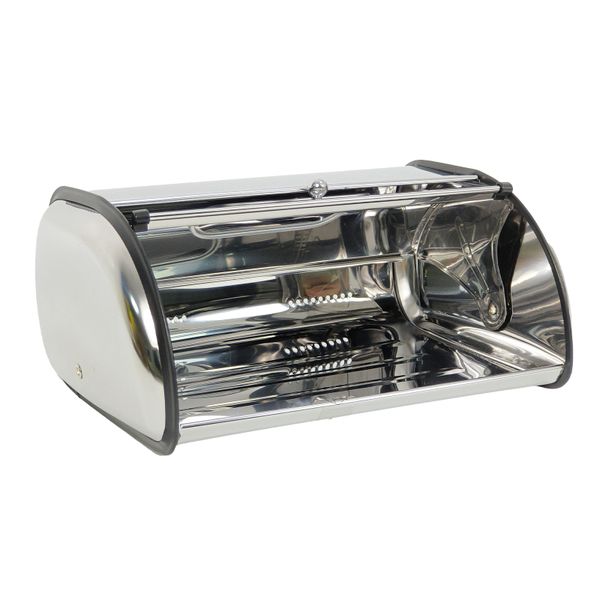 Stainless Steel Bread Box with Window, Flip-Top Lockable Kitchen Storage
