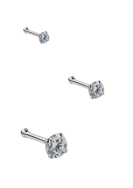 3 Pieces S925 Sterling Silver Nose Ring