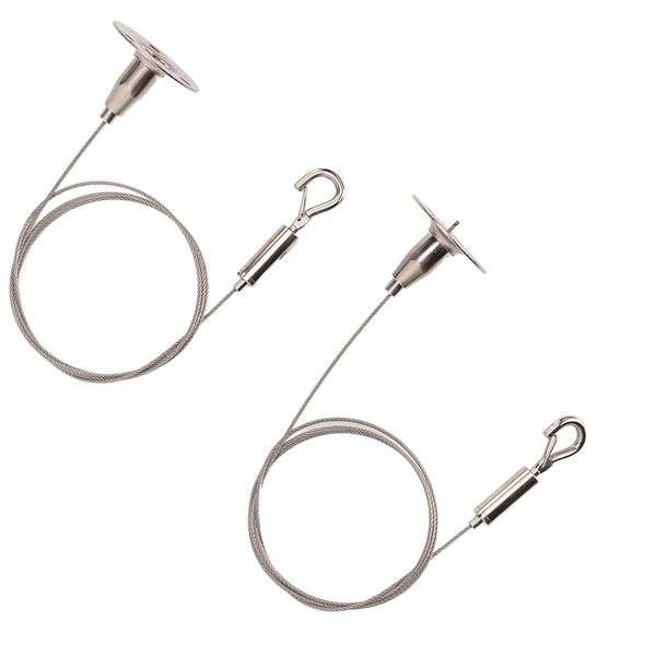 Tool DIY Ceiling Mounted Hanging Hook Cable Wire Rope 2pc - 1.5mm x 1.5m