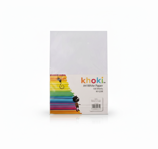 Khoki A4 White Paper 80gsm, 100 Sheets for Printing and Writing