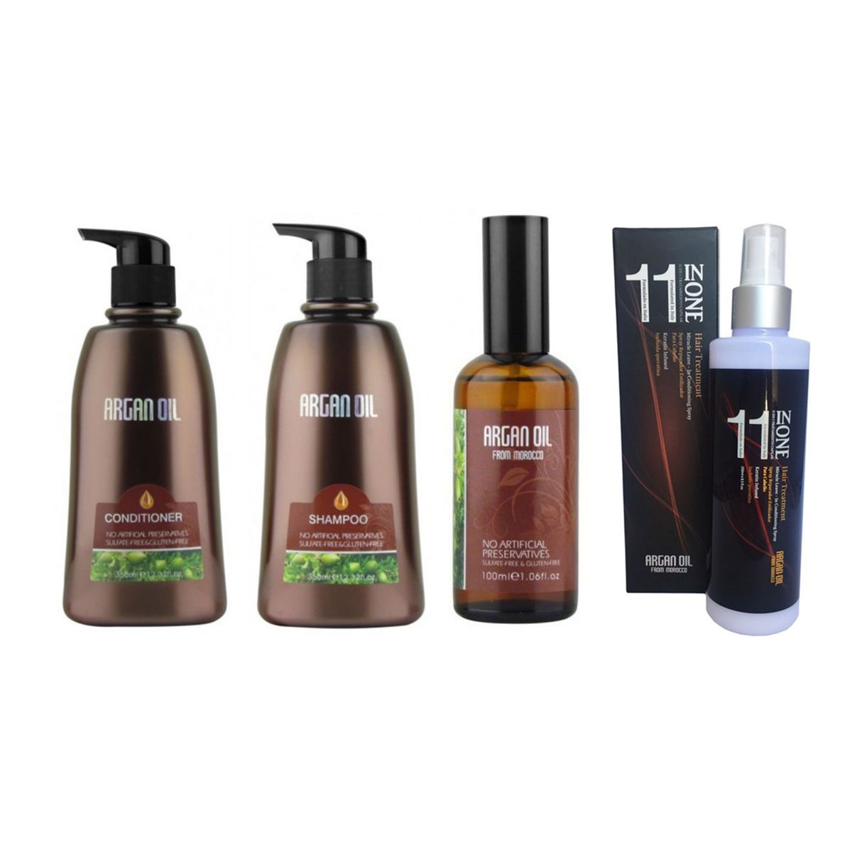 Moroccan Argan Oil 4 Pack, Shampoo, Conditioner 750, Argan Oil, 11 in One