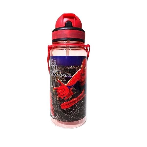 350ml Superhero Straw Bottle for Kids - Anti-Scalding Leak-Proof with Strap