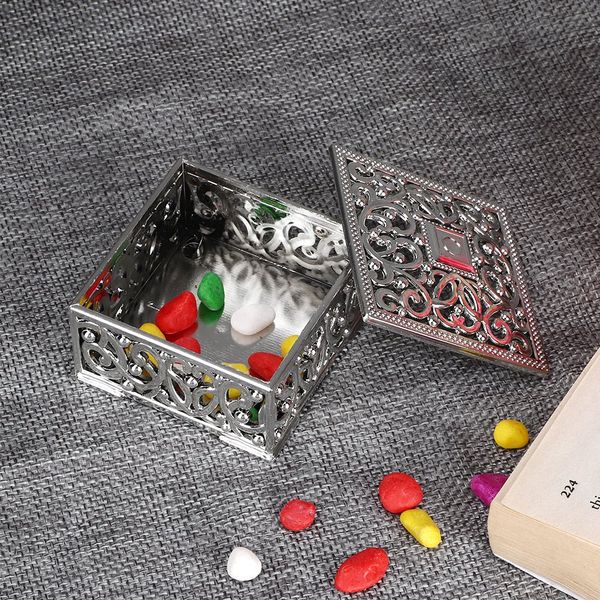 12pcs 6x6x3.2cm Square Hollow Plastic Gift Boxes for Wedding Party Silver