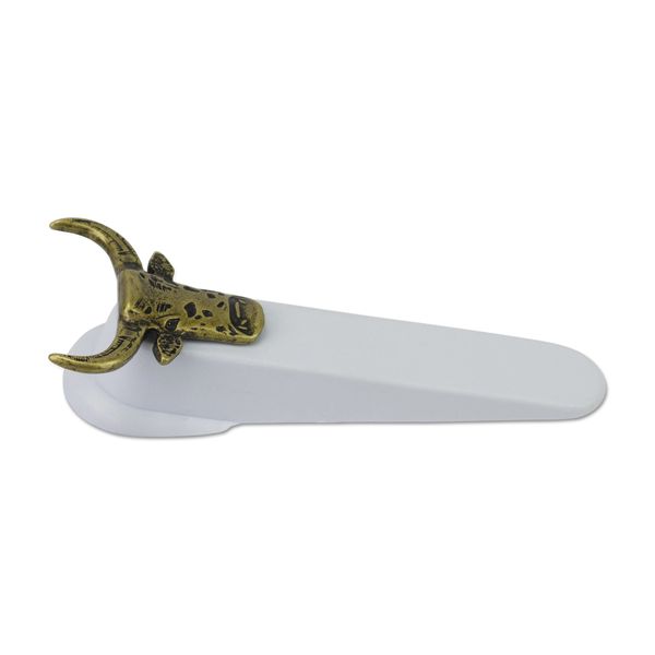 Door Stop - Rubber - Brass Nguni Pendant - White