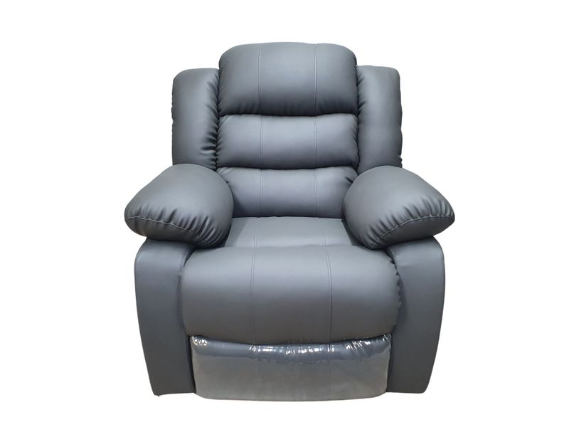Euro Leather Single Recliner Chair Sofa - Dark Grey