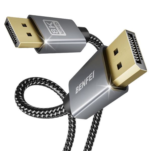 BENFEI DisplayPort Male-to-Male 8K@60Hz Nylon Braided 1.8m Cable - Grey