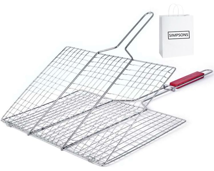 High Quality Grill Grid for Braai with Wood handle &amp; Simpsons Gift Bag