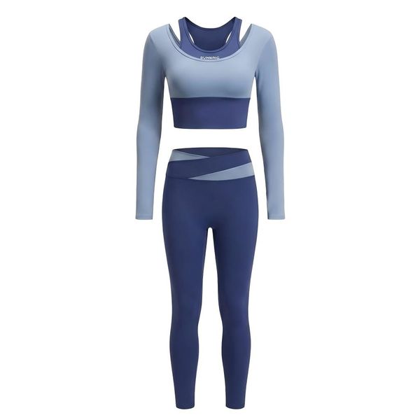 Women's 2-Piece Yoga Set - Long Sleeve Crop Top &amp; High Waist Leggings