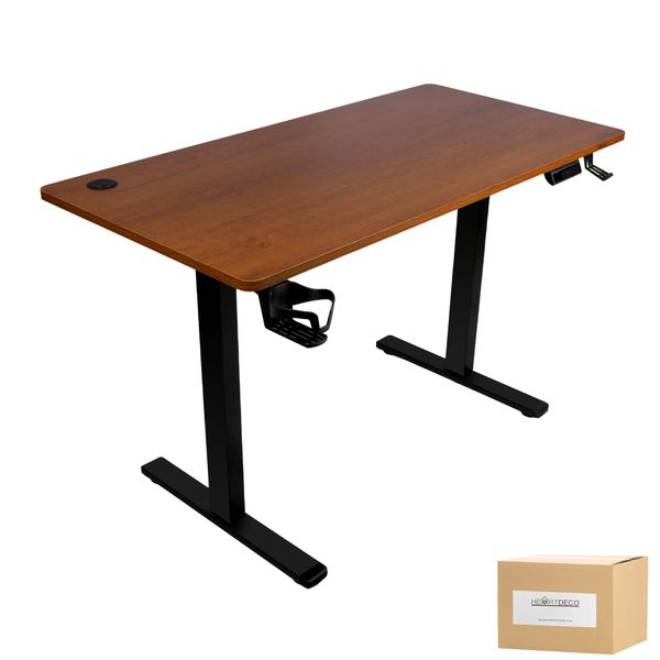 Heartdeco 120x60cm Electric Adjustable Standing Desk with Cup Holder&amp;Hanger