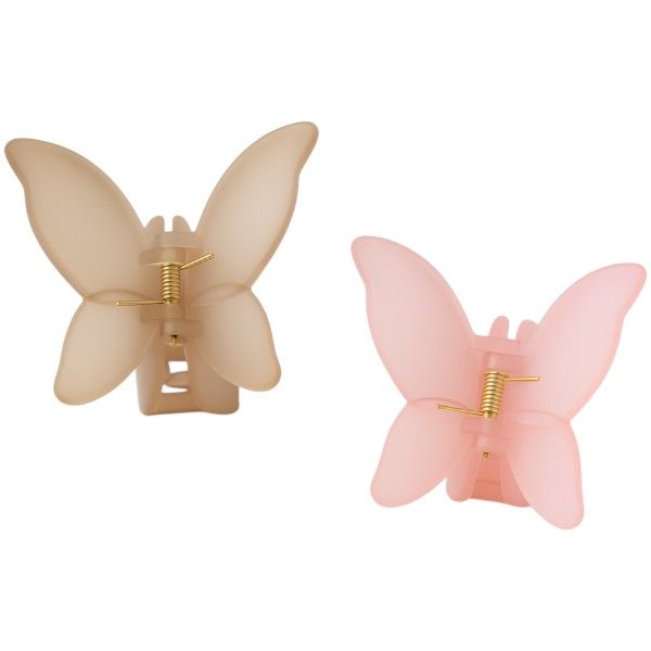 2 Piece - Butterfly Shaped Hair Claw Clips With Matte Finish