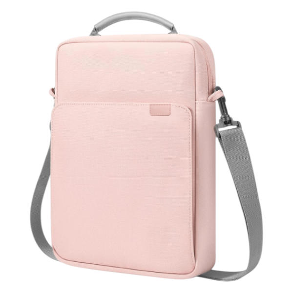 Minimalistic Multi-Compartment Tablet &amp; Laptop Shoulder Sleeve Bag - Pink