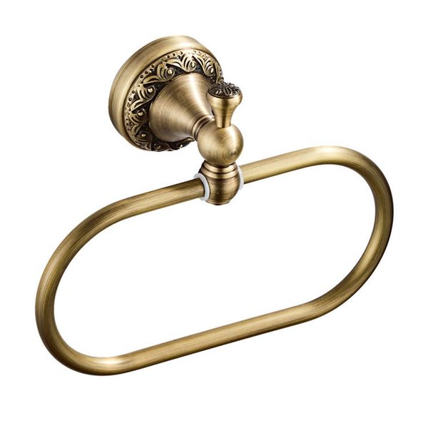 Oval Towel Ring Antique Brass Exquisite Pattern Carving Hanger Hand Towel H