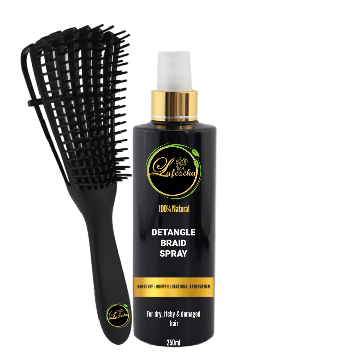 Detangling Brush with Hair Spray Set for Afro Natural Curl Hair