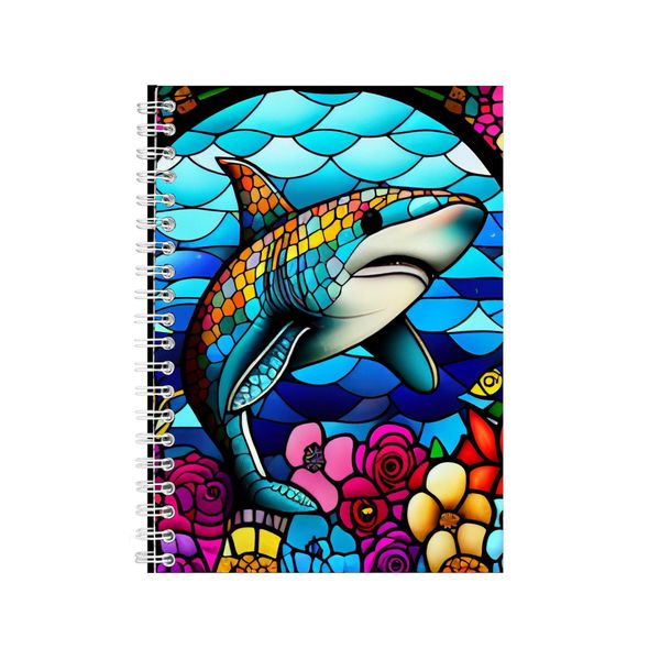 Cartoon Shark Stained Glass Notebook Animal Gift Idea A4 Notepad Pad 89