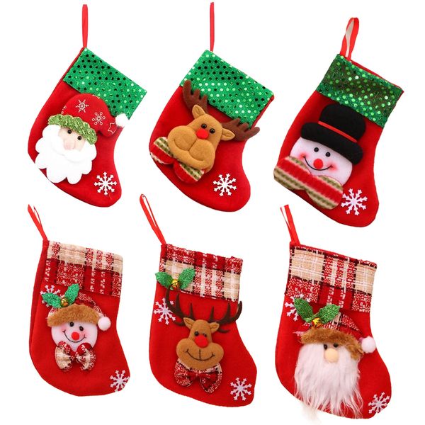 Christmas Stockings with Glitter and Bells, Fun Novelty Gifts - 4 Pack