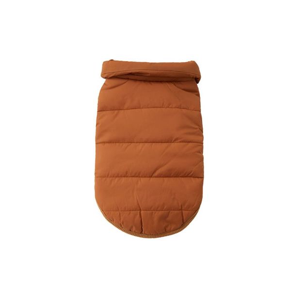Dog Fleece Lined Puffer Jacket - Brown - Extra Small