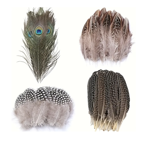 Craft Decor Artificial Fabric Decoration Feathers Set of 120