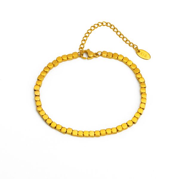 Golden Titanium Small Square Women's Bracelet