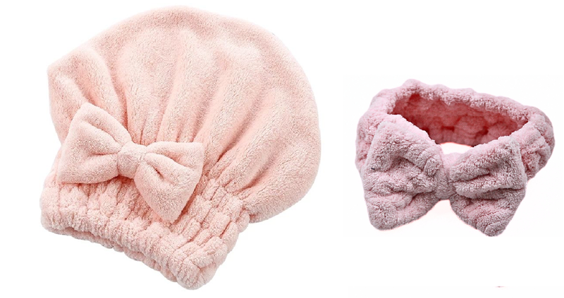 Microfibre Hair Drying Cap &amp; Shower Protection Bowknot HeadBand