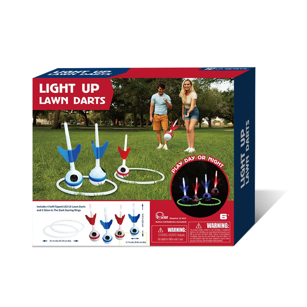 Light Up Soft Tip Lawn Darts Set - 6 Piece Glow in Dark Game