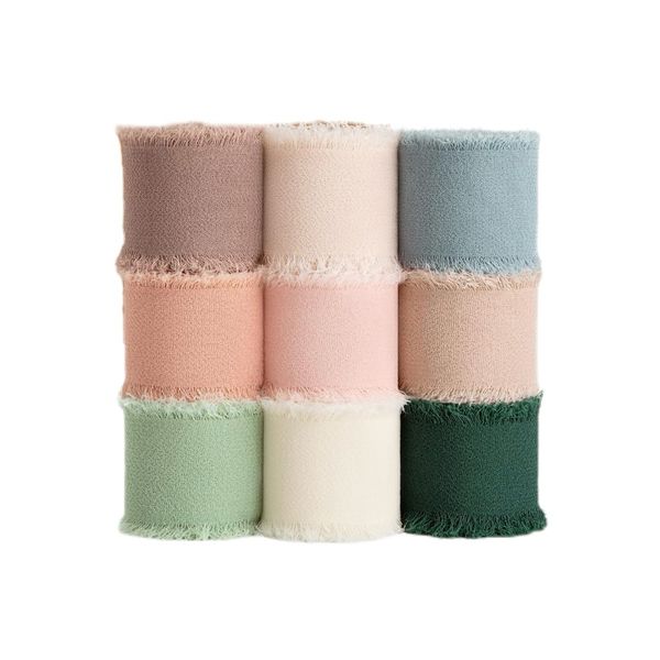 Hand-Torn Frayed Chiffon Ribbon - Wedding Invitations Bouquets Party Decor