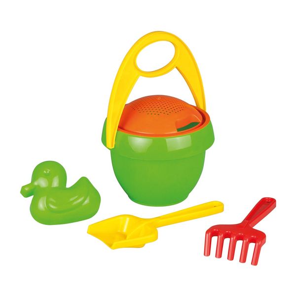 LENA Sand Play Set: Sieve, Spade, Rake, Mould and 2L Bucket – 5 Pieces