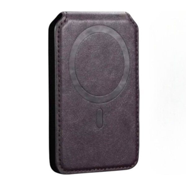 MagSafe-Compatible Magnetic Leather Wallet Card Holder - Purple