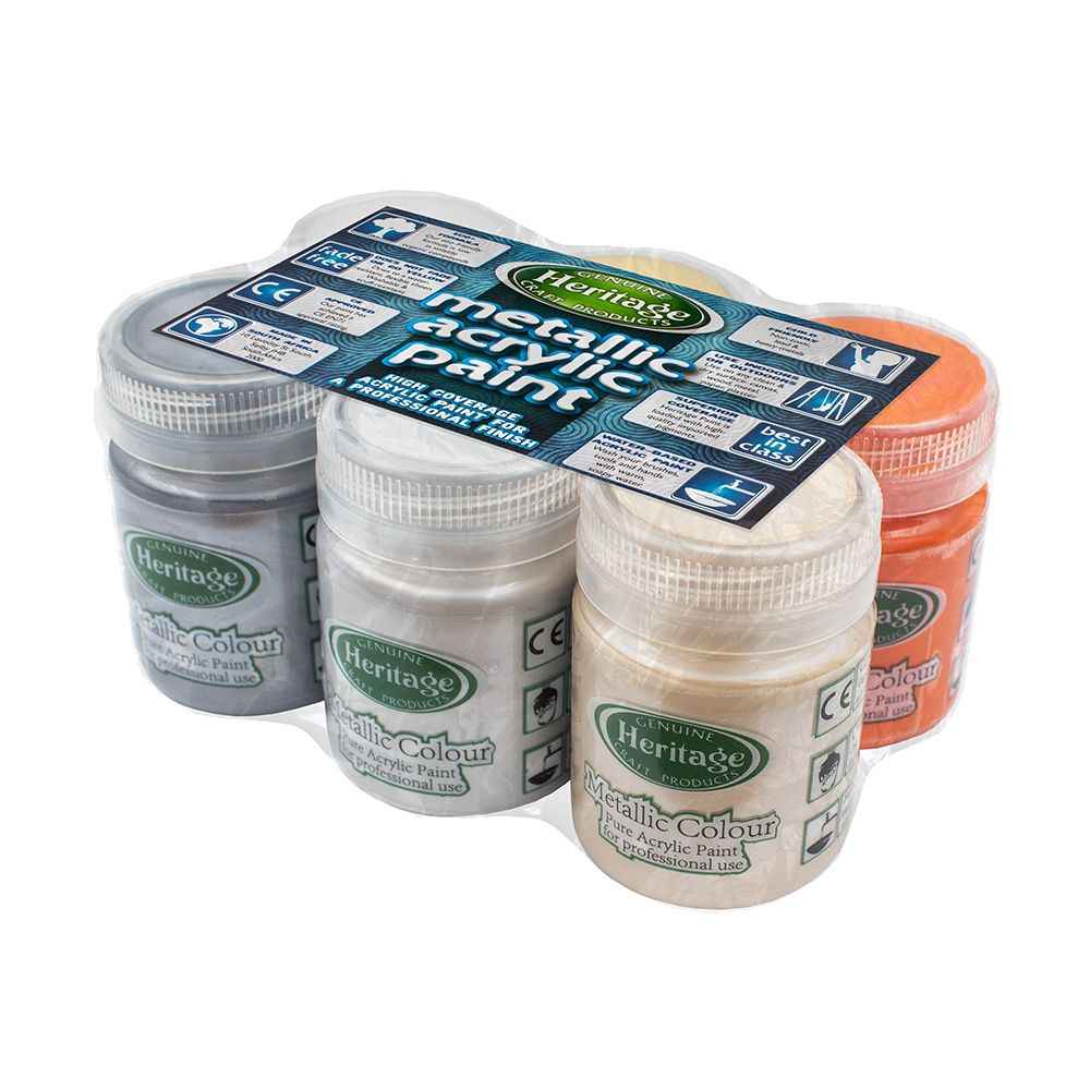 Heritage Metalic Paint Metalic Colour Set 6 x 50ml Shop Today