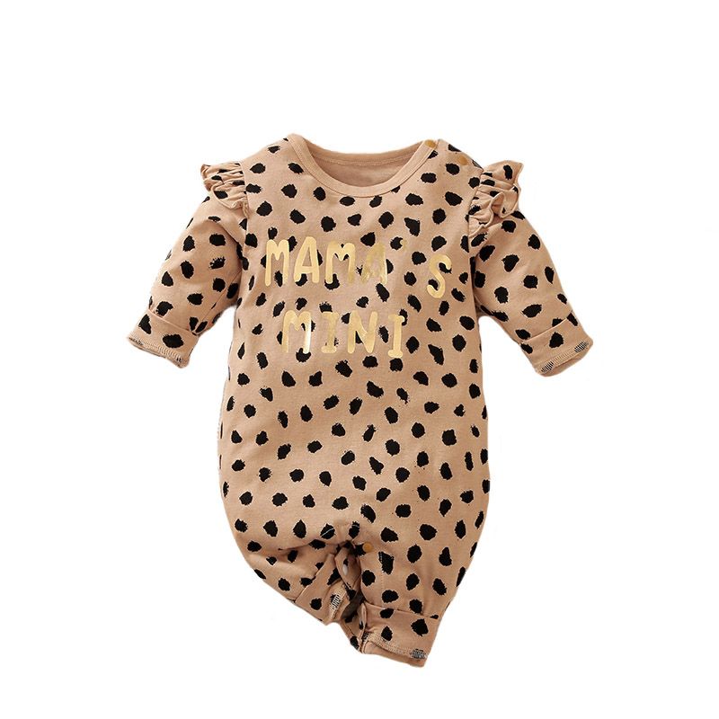 Kittikin Mama's Mini Baby Girl Leopard Print Long Sleeve Onesie