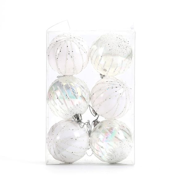 6cm Festive Ambiance Painted Christmas Ball Set Ornaments 6PCS